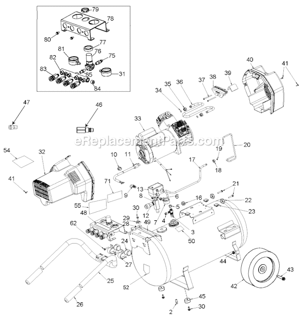 Page B Diagram and Parts List for CPFC2TV3520W Type 2 Porter Cable Compressor